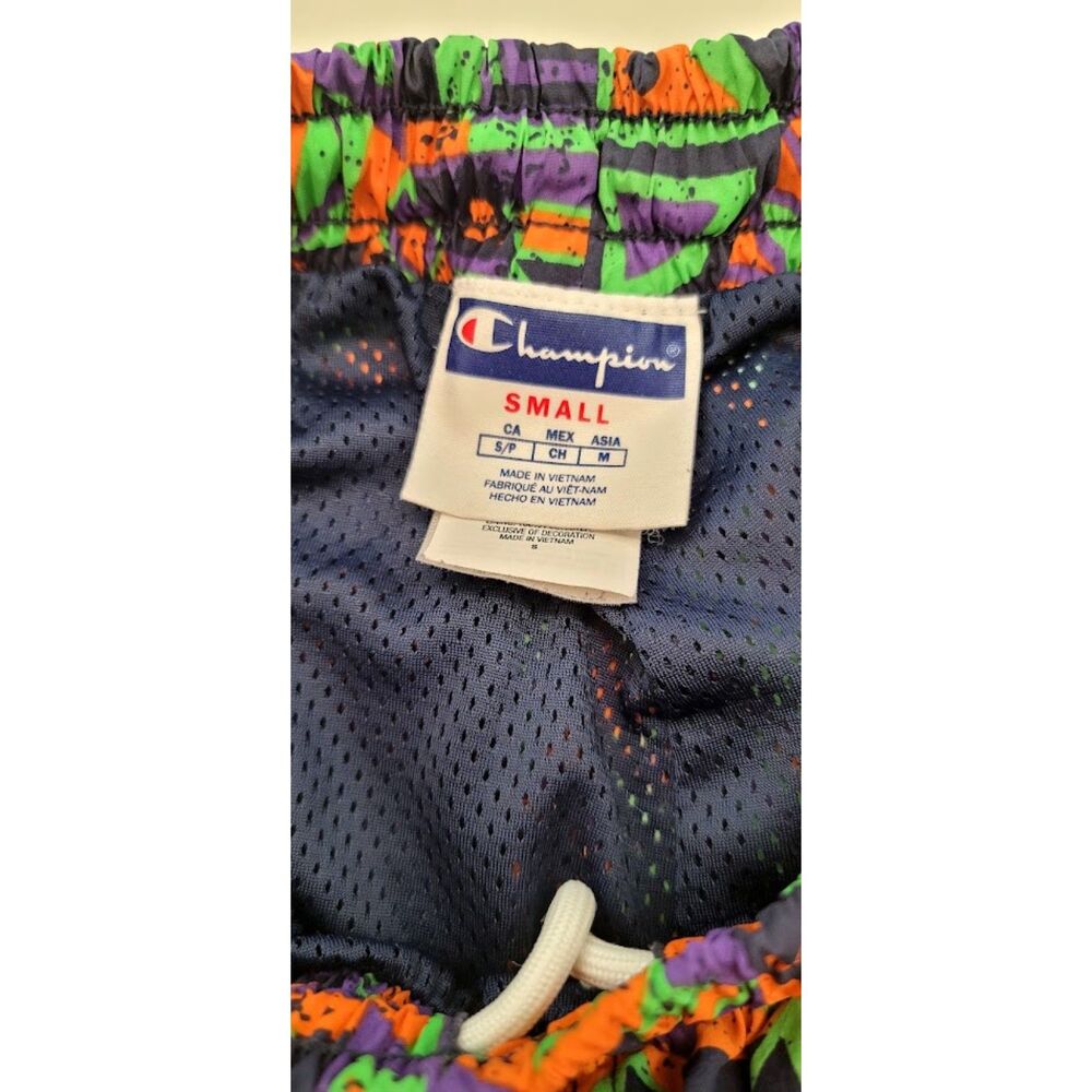 Champion MTV 90s Mesh Shorts Double Lined Neon Geometric Festival Men’s Size S - Picture 6 of 8